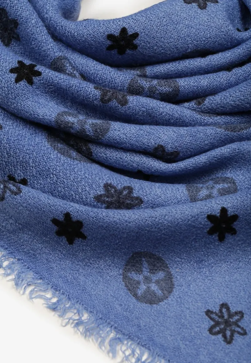 Niebieski Szalik z Geometrycznym Motywem Nomida