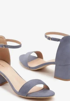 Niebieskie Basicowe Sandały na Słupku Vices z Paskiem Wokół Kostki Varhira