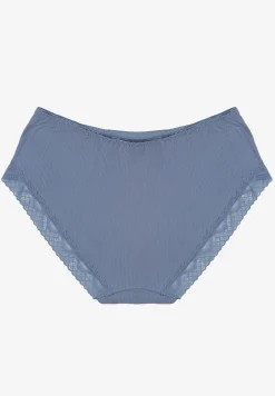 Niebieskie Bawełniane Majtki o Kroju Fig z Kokardką i Koronką Tamiseth