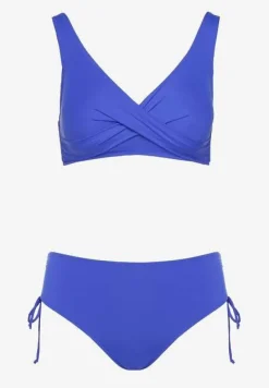 Niebieskie Bikini Biustonosz i Majtki Figi z Wiązaniem Kinalisa