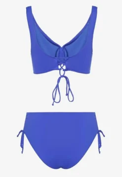 Niebieskie Bikini Biustonosz i Majtki Figi z Wiązaniem Kinalisa