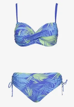 Niebieskie Bikini Dwuczęściowe Usztywniany Biustonosz Majtki Figi Seteria