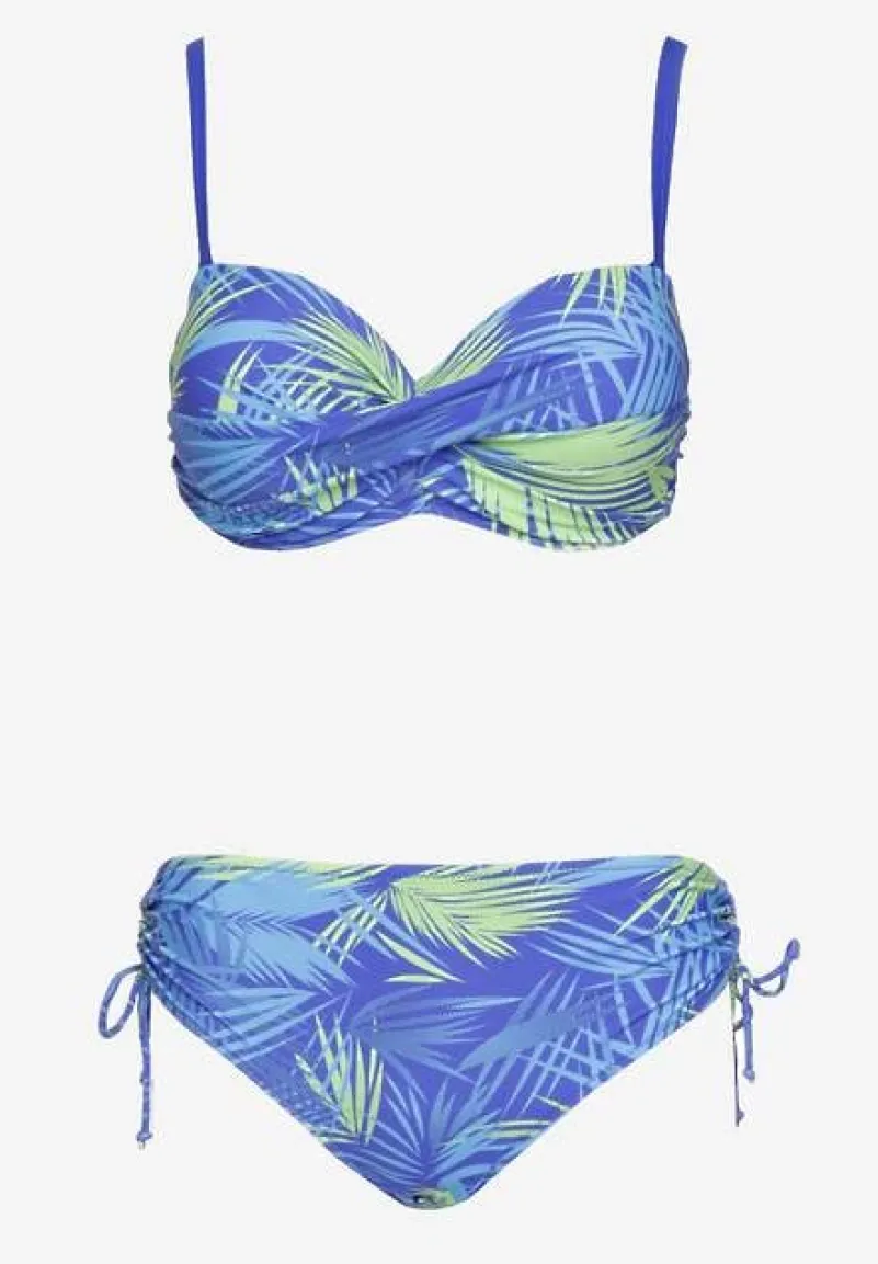 Niebieskie Bikini Dwuczęściowe Usztywniany Biustonosz Majtki Figi Seteria