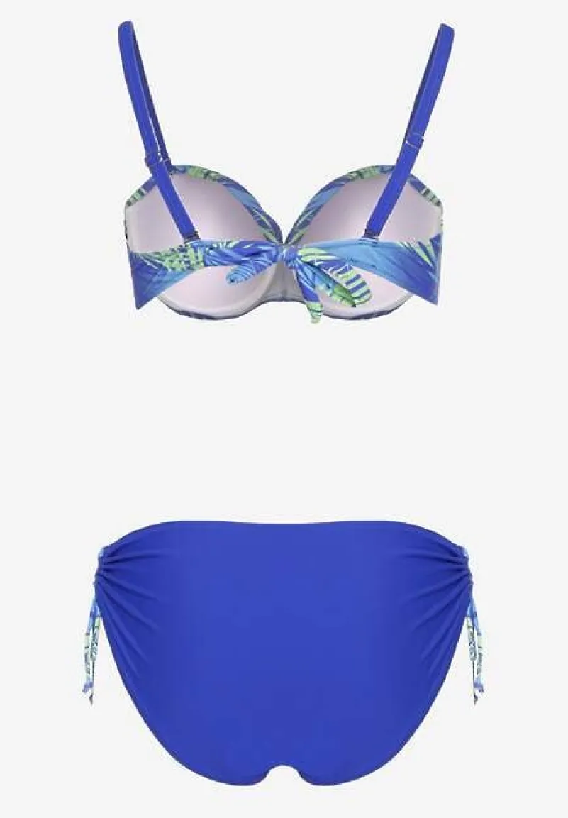 Niebieskie Bikini Dwuczęściowe Usztywniany Biustonosz Majtki Figi Seteria