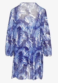 Niebieskie Bikini Majtki Figi Biustonosz i Siateczkowa Narzutka Folanisse