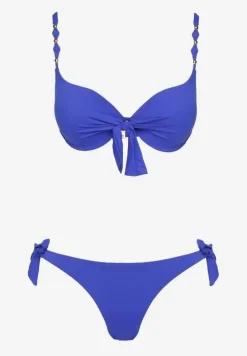 Niebieskie Bikini Majtki i Biustonosz z Wiązaniem Sadeenne