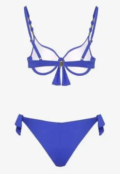 Niebieskie Bikini Majtki i Biustonosz z Wiązaniem Sadeenne