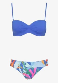 Niebieskie Bikini Marszczony Biustonosz i Majtki Typu Figi Salenthia