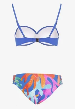 Niebieskie Bikini Marszczony Biustonosz i Majtki Typu Figi Salenthia