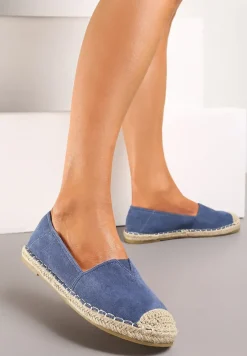 Niebieskie Klasyczne Espadryle na Płaskiej Plecionej Podeszwie Kavissa