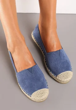 Niebieskie Klasyczne Espadryle na Płaskiej Plecionej Podeszwie Kavissa