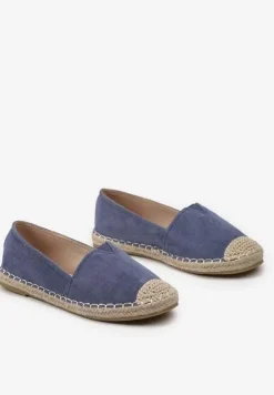 Niebieskie Klasyczne Espadryle na Płaskiej Plecionej Podeszwie Kavissa