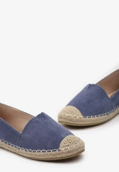 Niebieskie Klasyczne Espadryle na Płaskiej Plecionej Podeszwie Kavissa