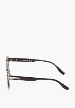 Niebieskie Okulary Przeciwsłoneczne w Stylu Pilotek ze Złotymi Wstawkami Climilia