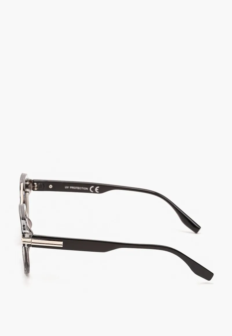 Niebieskie Okulary Przeciwsłoneczne w Stylu Pilotek ze Złotymi Wstawkami Climilia