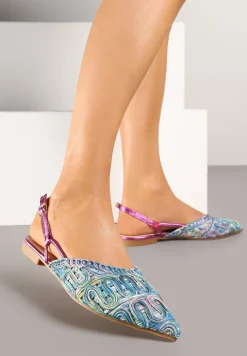 Niebieskie Sandały Slingback Vices z Metalicznymi Zdobieniami Janavie