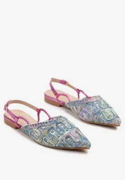 Niebieskie Sandały Slingback Vices z Metalicznymi Zdobieniami Janavie