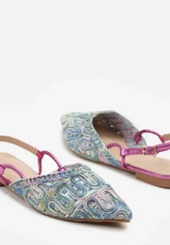 Niebieskie Sandały Slingback Vices z Metalicznymi Zdobieniami Janavie