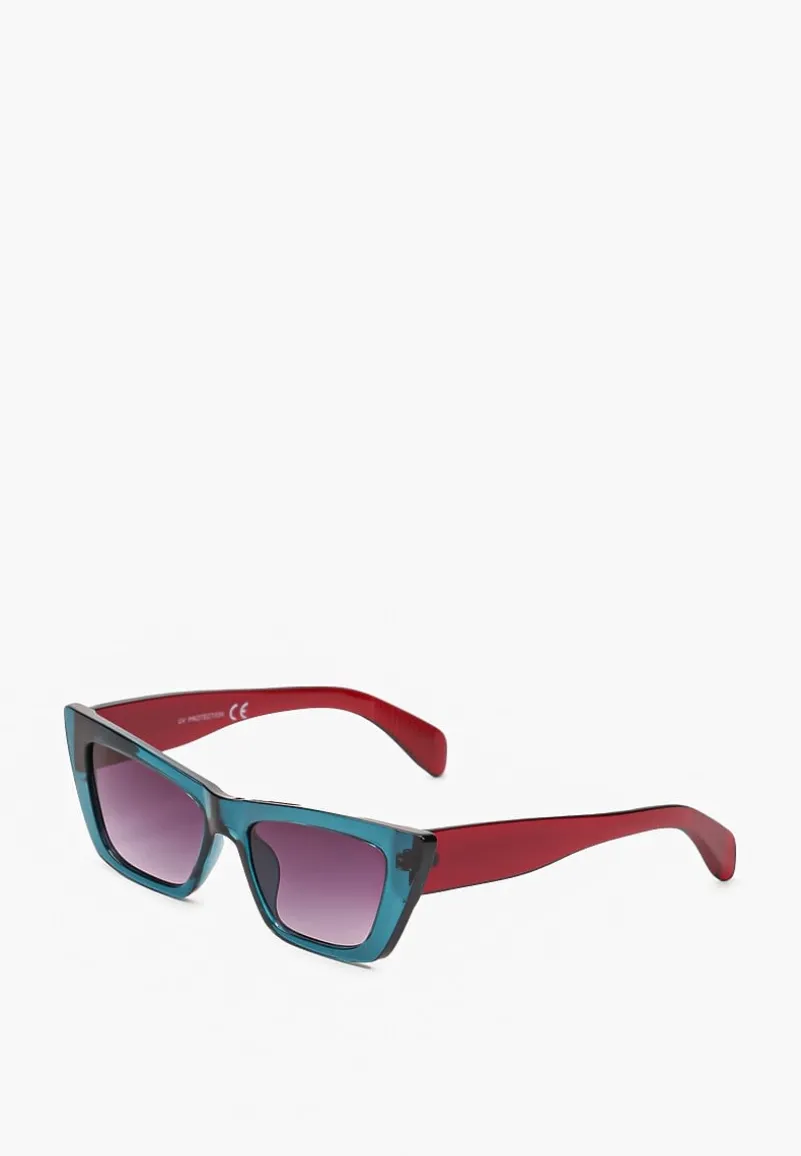 Niebiesko-Czerwone Eleganckie Okulary Przeciwsłoneczne Cat Eye Firsa