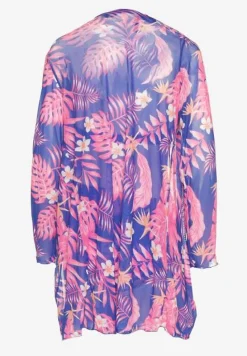 Niebiesko-Różowe Bikini Biustonosz z Wiązaniem i Figi z Dodatkową Siateczkową Narzutką Zarionea