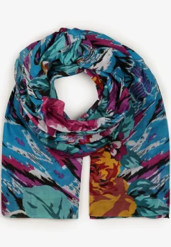 Niebiesko-Różowy Bawełniany Szalik Apaszka z Modnym Wzorem Xorria