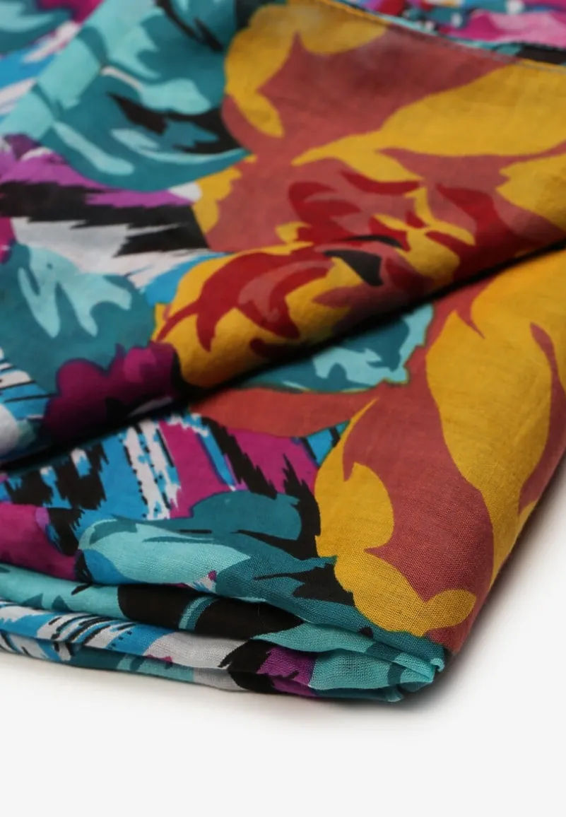 Niebiesko-Różowy Bawełniany Szalik Apaszka z Modnym Wzorem Xorria