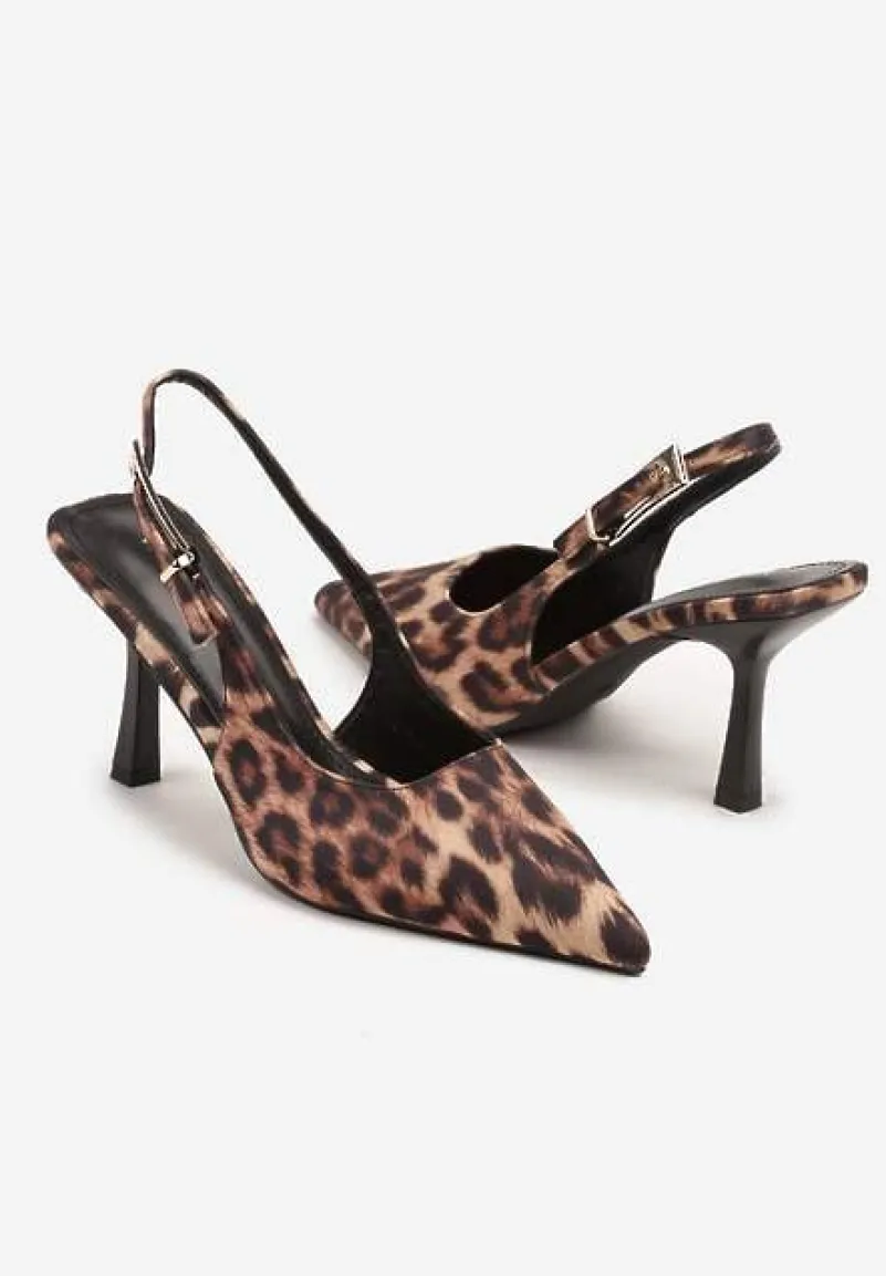 Panterkowe Sandały na Szpilce Vices Typu Slingback Tilazea