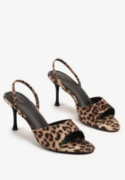Panterkowe Sandały Vices na Obcasie Typu Szpilka z Elastycznym Paskiem Evastaria