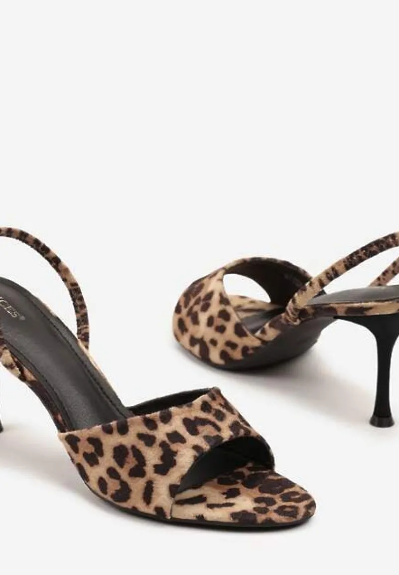 Panterkowe Sandały Vices na Obcasie Typu Szpilka z Elastycznym Paskiem Evastaria