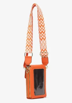 Pomarańczowa Prostokątna Torebka z Dwoma Paskami z Imitacji Ekoskóry Aihana