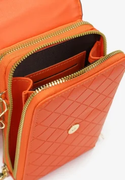 Pomarańczowa Prostokątna Torebka z Dwoma Paskami z Imitacji Ekoskóry Aihana