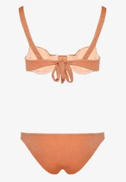 Pomarańczowe Bikini Dwuczęściowe Biustonosz z Wiązaniem na Plecach Majtki Typu Figi Tiamarla