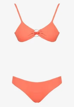 Pomarańczowe Bikini Ozdobione Okrągłą Klamrą Przy Biustonoszu Carisia
