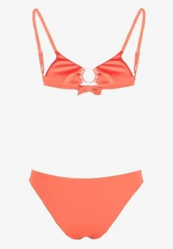 Pomarańczowe Bikini Ozdobione Okrągłą Klamrą Przy Biustonoszu Carisia