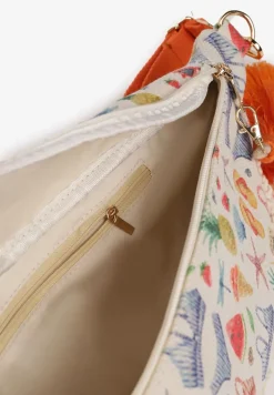 Pomarańczowo-Beżowa Nerka z Dodatkową Kieszonką Wewnątrz Ozdobiona Frędzlami Humubia