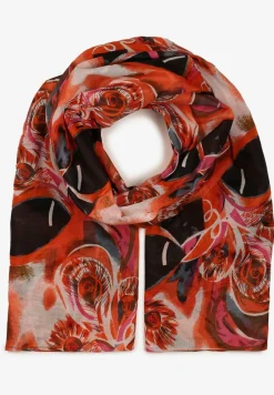 Pomarańczowy Bawełniany Klasyczny Szalik Apaszka z Abstrakcyjnym Wzorem Nihilisa