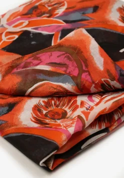 Pomarańczowy Bawełniany Klasyczny Szalik Apaszka z Abstrakcyjnym Wzorem Nihilisa