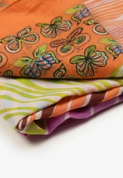 Pomarańczowy Szalik w Stylu Apaszki z Bawełny z Motylami Geniosa