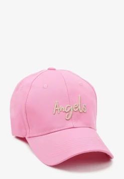 Różowa Bawełniana Czapka z Daszkiem z Haftowanym Napisem Reivessae