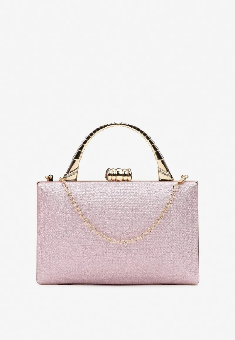 Różowa Brokatowa Torebka Kopertówka na Łańcuszku Braida