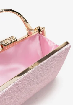 Różowa Brokatowa Torebka Kopertówka na Łańcuszku Braida