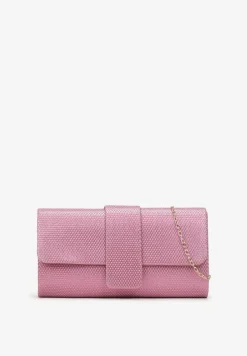 Różowa Brokatowa Torebka z Łańcuszkiem i Magnetycznym Zapięciem Skimette