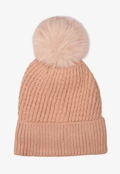 Różowa Czapka Dzianinowa z Ozdobnym Pomponem Grisell