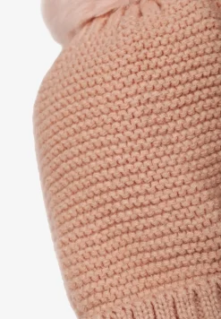 Różowa Dopasowana Czapka Dzianinowa z Pomponem Glinde