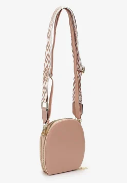 Różowa Jednolita mała Torebka z Imitacji Skóry Dwukomorowa Mafeli