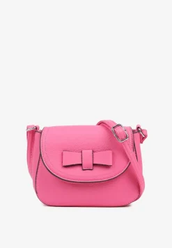 Różowa Mała Torebka Listonoszka Zdobiona Kokardą Nalieve