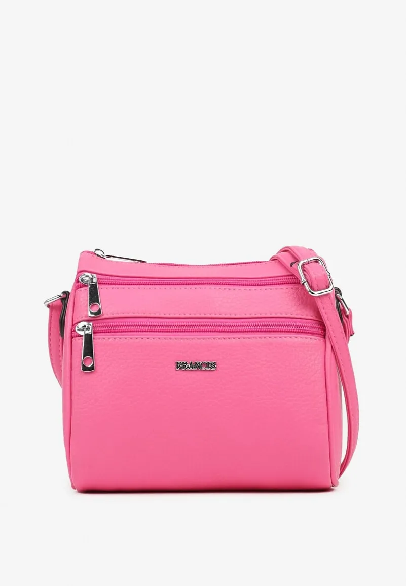 Różowa Mała Torebka Listonoszka z Kieszeniami na Suwak Savirette
