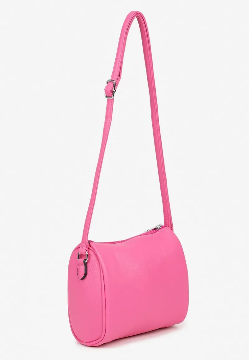 Różowa Mała Torebka Listonoszka z Kieszeniami na Suwak Savirette