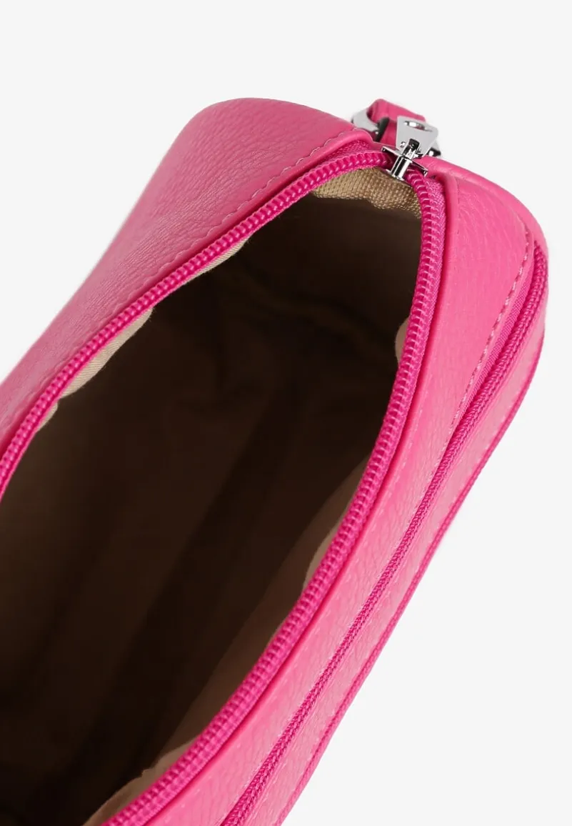 Różowa Mała Torebka Listonoszka z Kieszeniami na Suwak Savirette