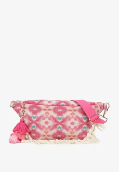 Różowa Nerka z Dodatkową Kieszonką Wewnątrz Ozdobiona Frędzlami Humubia